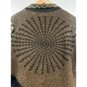 Boutique Women’s Art to wear Funky Boho Fuzzy Cardigan Acrylic Green Brown Black S thumbnail 5