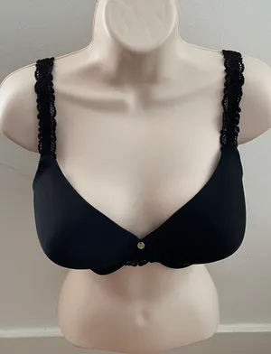 Natori Bra Black Body Double with Lace Full Fit, size 34DD thumbnail 2