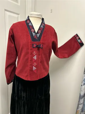 Faux suede tribal jacket with embroidery Red Size L thumbnail 1