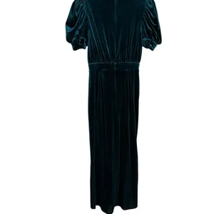 Yumi Kim Tamra Green Velvet Puff Sleeve Faux Wrap Midi Cocktail Dress Size Small thumbnail 12