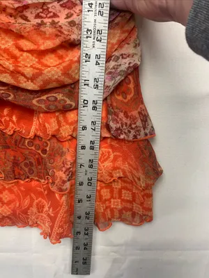 Roberta small 90s y2k Orange Ruffle ruched V-Neck Slip Dress brat party mini thumbnail 8