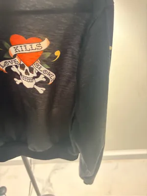 Black Hoodie with Colorful Tattoo-Style Graphics thumbnail 4