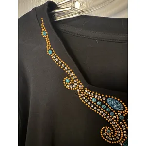Bob‎ And Betty's Craft Women's Rhinestone And Turquoise Embellished Black Knit thumbnail 3