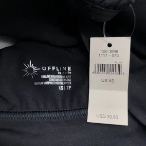 Aerie Offline Real Me Extra Stretch Black Sports Bra Medium Support Ruffle XS thumbnail 3
