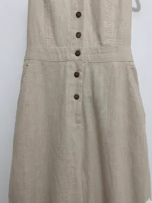 Title: Lulus Linen Wide Leg Button Front Lace Up Back Jumpsuit - M thumbnail 8