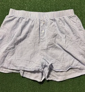 Brandy Melville Blue and White Striped Cotton Pajama Shorts thumbnail 1