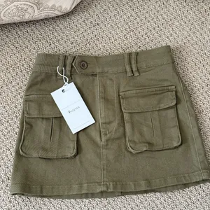 Olive Green Mini Skirt with Skort Design thumbnail 2