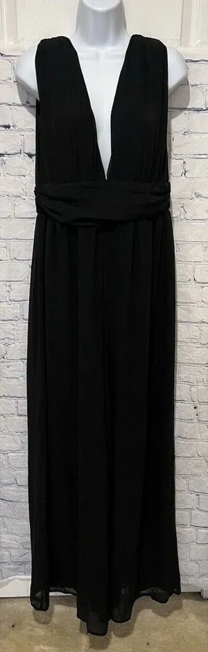 Lulus Divine Muse Black Wide-Leg Jumpsuit Size Large thumbnail 1