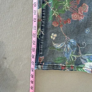 Women's Denim Floral Stamped Jeans Size Large #260709 thumbnail 8