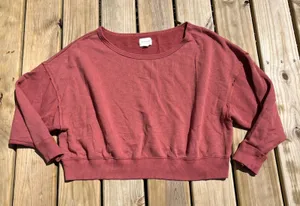 American Eagle Sweatshirt Lightweight Crew Neck Cropped Terracotta Red Orange XL thumbnail 1