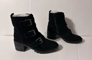 Crown Vintage ASISA winter black suede block heel boots women size 10 thumbnail 1