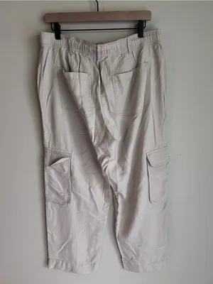 Quince Vintage Wash Tencel Women's Cargo Drawstring Pants Cream Size‎ L thumbnail 5