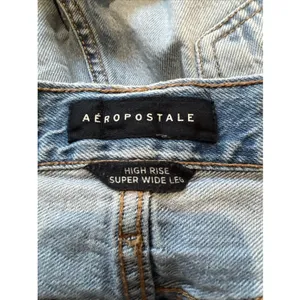 Aeropostale Women's High Rise Super Wide Leg Jeans Size 12 Light Wash Baggy Boho thumbnail 8