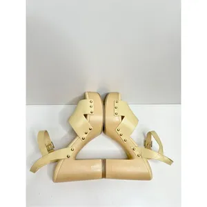 Sarto by Franco Sarto Wally Cream Leather Wood Platform Block Heel Sandals 9 thumbnail 7