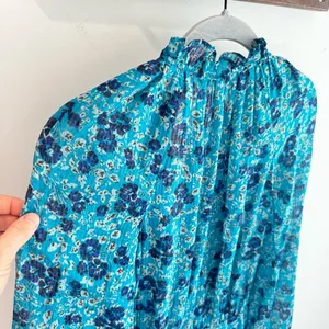 Veronica Beard Becky Ruched Silk Mini Dress in‎ Turquoise Floral Size 2 thumbnail 12