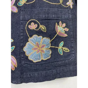 Vtg Maggie Sweet‎ Jean Blazer Jacket Women M Black Floral Embroidered Sequin Art thumbnail 7