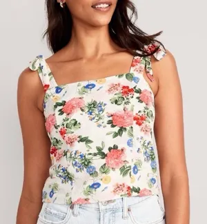 Old Navy Cropped Fitted Floral Tank Top size XL thumbnail 1
