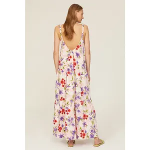 RTR Louna Sz S Floral Purple Red Tiered Sleeveless Resort Maxi Dress printed thumbnail 2
