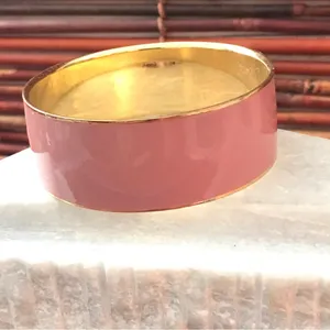 J Crew Bangle Bracelet Mauve Enameled Gold Tone thumbnail 6
