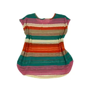 Made in USA Colorful Striped Lightweight Knit Dolman Sleeve Top Size‎ Large thumbnail 2