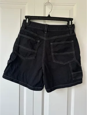 Gap Mid Rise Carpenter Shorts Denim Utility Workwear Canvas Black Size 00 thumbnail 4