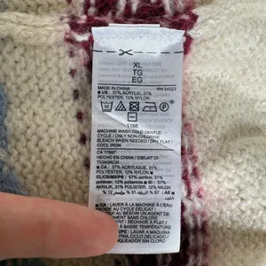 Old‎ Navy Balloon Sleeve Neutral Fair Isle Sweater Cream Burgundy Blue Size XL thumbnail 5