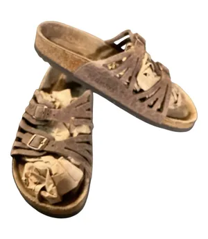Birkenstock Granada Suede Leather Cut-Out Double Strap Sandals Mocha Brown EU 37 US 6-6.5 Narrow thumbnail 1