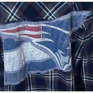 Patriots Plaid Flannel Shirt MEDIUM New England Fleece Shacket Football Tailgate thumbnail 3