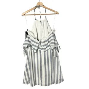 Lulu's The Wind is Right Blue and White Striped Off-the-Shoulder‎ Dress XL thumbnail 4