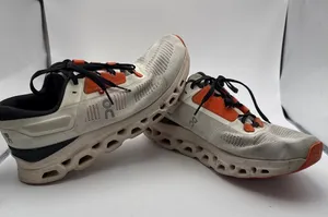 On Running Cloudmonster Undyed-White Flame Orange Sneakers Womens 11 61.99023 thumbnail 1
