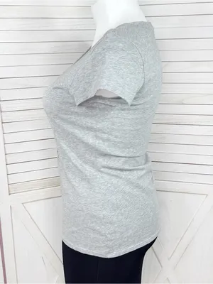WHBM Studded High Heel Graphic Tee Shirt Grey Large Cap‎ Sleeve Casual Glam thumbnail 2