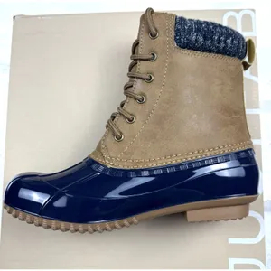 Evi Rain Weather Duck‎ Boots Brown/Navy Size 6 JUSTFAB New Outdoor Chore thumbnail 4