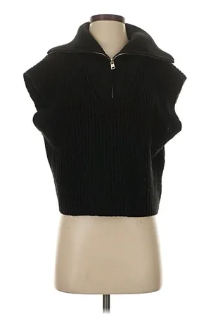 Industry black ribbed half zip sweater vest thumbnail 1