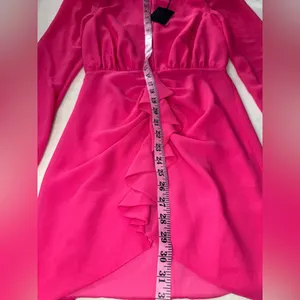 Revolve NBD Pink Sheath Dress with Bishop Sleeves and Plunge Neckline thumbnail 9