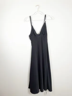NWT PETITE Abercrombie Cowl Neck Slip Maxi Dress Black Large thumbnail 3