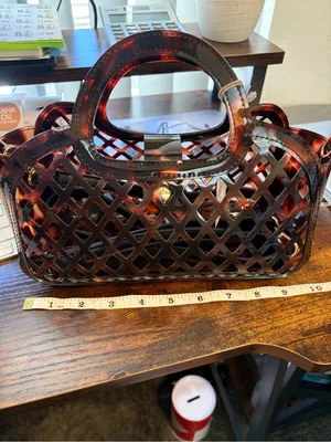 NWT Chic Brown Tortoise Shell Jelly Crossbody Handbag 2-in-1 Chic Summer Tote thumbnail 4