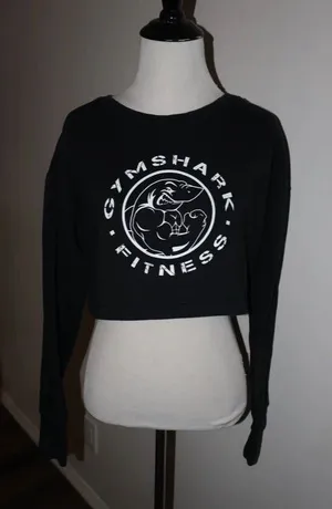 Women’s Black Cropped Gymshark Pullover thumbnail 1