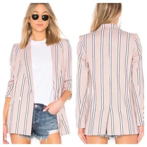 Free People Uptown Girl Blazer sz small‎ soft pink combo thumbnail 3