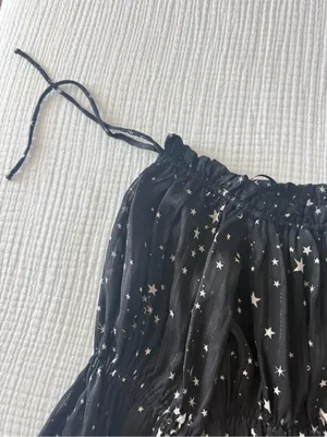 Lush Clothing Black Star-Print Off-Shoulder Smocked Women's Top thumbnail 3