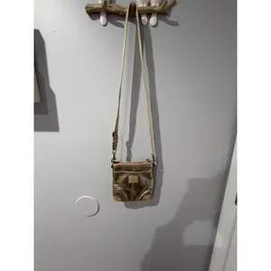 Y2K COACH‎ Silver Swingpack crossbody bag purse 50168 Tan leather trim EUC I thumbnail 3