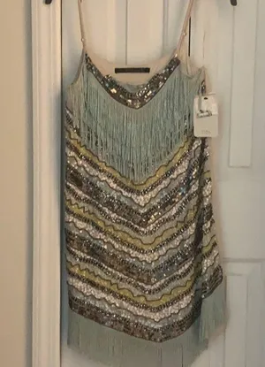 🆕Zara | Sequin Fringe Flapper Beaded Dress Small thumbnail 3