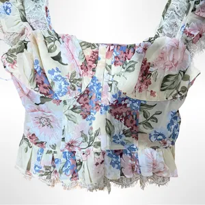 NWT Lulu's Floral Ruffle Dress in Pink and Blue thumbnail 5