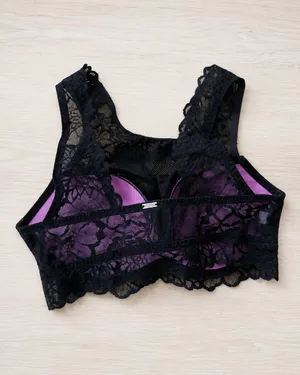 Victoria's Secret PINK High-Neck Lace Push-Up Bralette Bra Sz XS Black thumbnail 2