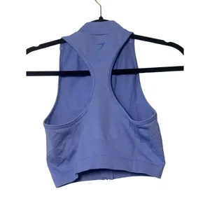 Gymshark Womens Corset Seamless‎ Full Zip Crop Tank Top Blue Mock Neck Size M thumbnail 5