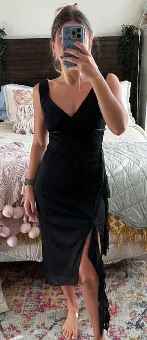 Ruby Rox Black Midi Dress thumbnail 1