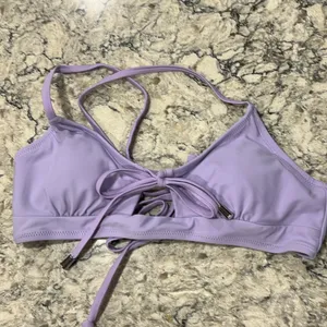 NEW CUPSHE Lace-Up Top & High-Waist Bottoms 2-Pc Bikini, Lavender, Size Small thumbnail 2
