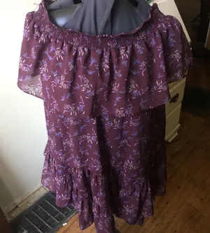 Free People off the shoulder floral flowy tunic thumbnail 1