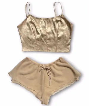 Vintage 90s Victoria’s Secret Gold Cami and Shorts Pajama Set thumbnail 1