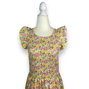 Anthropologie Cool Mode Ditsy Floral Smocked Bodice Midi Dress - Size L | Large thumbnail 5