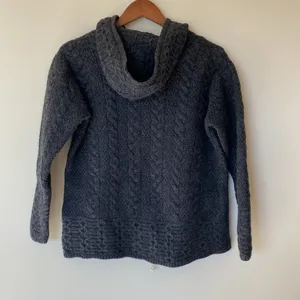 Inis Crafts 100% Merino Wool Zip Up Jacket Hoodie Gray Sz Medium thumbnail 3